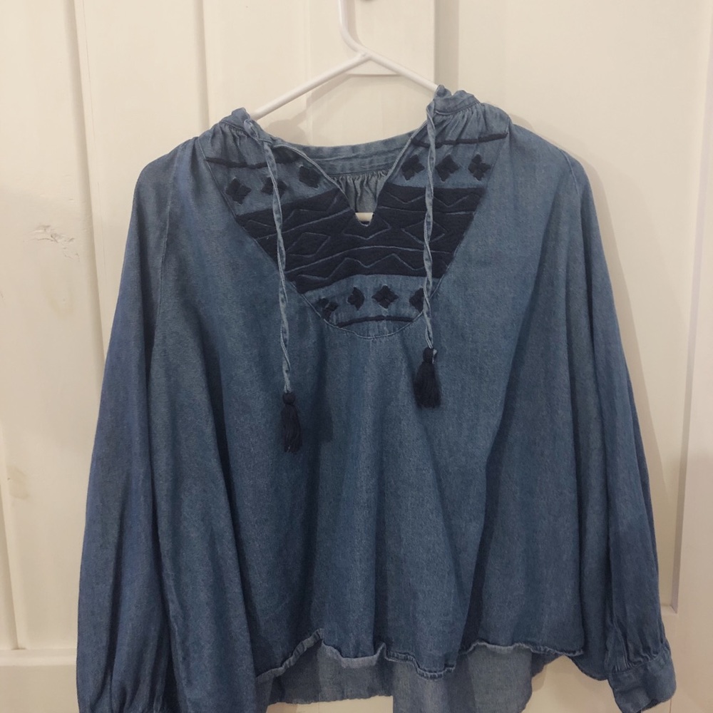 Denim long sleeve dress top
